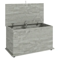 HOMCOM Coffre de Rangement, Banc de Rangement avec Couvercle Rabattable et Charnières de Sécurité, 80 x 40 x 45 cm, Gris(m-1)