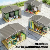 Outsunny Abri de jardin 5,4 m² 2,77 x 1,95 x 1,92 m kit de fondation porte coulissante ventilations acier galvanisé, gris(m-7)
