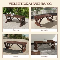 Outsunny Tuinbank bank tuinmeubelen rustieke bank massief hout bruin(m-7)