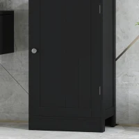 kleankin Mobile Colonna Bagno Salvaspazio con Armadietto, Cassetto e Ripiani in MDF, 40x27x171.5cm, Nero(m-9)