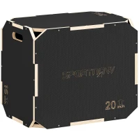 SPORTNOW Boîte pliométrique 3 en 1 en bois pour entraînement au saut antidérapant et sans coins noir(m-12)