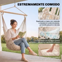 Outsunny Amaca da Giardino in Corda Shabby Chic per Interni ed Esterni Bianca(m-4)