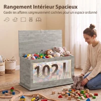 HOMCOM Coffre de Rangement, Banc de Rangement avec Couvercle Rabattable et Charnières de Sécurité, 80 x 40 x 45 cm, Gris(m-4)