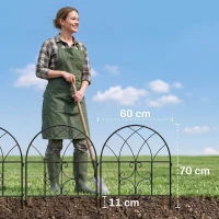 Outsunny Gartenzaun Zaun Stahl 300 cm x 70 cm hoch Dekorativer Gitterzaun Set Zaunelemente Schwarz(m-3)