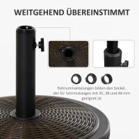 Outsunny Parasolvoet van Cement 14kg Rond met Rotanlook voor Parasol 35mm/38mm/48mm Diameter(m-5)