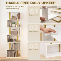 HOMCOM standing units free bookshelves industrial case bedroom(m-8)