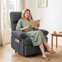 HOMCOM Sillón de Masaje Sillón Relax Reclinable con 8 Puntos de Masaje Función de Calefacción 85x93x103 cm Gris(m-2)