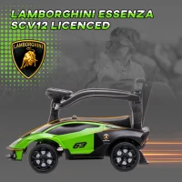 AIYAPLAY Lamborghini kindervoertuig 2-in-1, duwauto met duwstang en veiligheidsbeugel, stuur en toeter, groen(m-4)