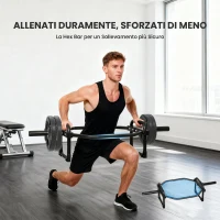 SPORTNOW Barra Olimpica Esagonale 5cm con Capacità 300kg, Design Facile da Caricare per Panca, Stacchi, Scrollate, Squat e Trasporti del Contadino(m-5)