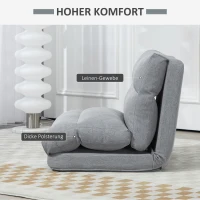 HOMCOM 3-in-1 opklapbare slaapstoel, slaapbank met bedfunctie in linnenlook – omvormbaar tot logeerbed, gestoffeerde relaxstoel en vloermatras voor woonkamer of slaapkamer, grijs(m-6)