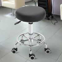 Vinsetto Tabouret à roulettes, tabouret de massage avec hauteur réglable 50-64 cm et assise rembourré, pivotant 360°, noir(m-10)