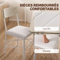 HOMCOM Ensemble Table Salle à Manger avec 2 Chaises et Banc, Assises Rembourrées, pour Salon, Petit Espace, Chêne et Blanc(m-6)