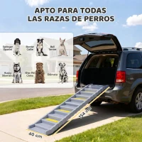 PawHut Rampa para Perros Plegable 154 cm Rampa para Perros para Coche Cama con 10 Escalones Antideslizantes Carga 25 kg Gris(m-3)