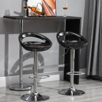 HOMCOM Lot de 2 tabourets de bar chaises de bar hauteur réglable dossier et repose-pieds pivotant à 360° 46x41x76-96cm noir(m-8)