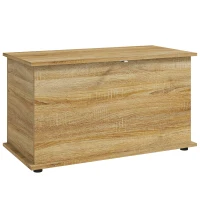 HOMCOM Coffre de Rangement, Banc de Rangement avec Couvercle Rabattable et Charnières de Sécurité, 80 x 40 x 45 cm, Naturel(m-16)