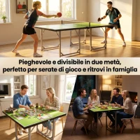 HOMCOM Tavolo da Ping Pong Pieghevole per Interni, Tavolo Ping Pong con Rete, Montaggio Non Richiesto, 182x91 cm, Verde(m-4)