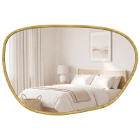 HOMCOM Miroir mural, miroir décoratif asymétrique 90x60cm en verre trempé pour salle de bain, chambre, salon, couloir, naturel(m-12)