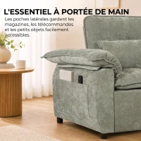 HOMCOM Canapé Convertible 2 Places, Canapé-Lit 3 en 1 Velours 137 cm, Dossier Réglable, Assise Large, 2 Oreillers, Vert(m-7)