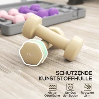 HOMCOM Dumbbellset 6-delig met Koffer, Gewichten, Verstelbaar 0,5 kg, 1 kg, 1,5 kg voor Thuis, Fitness(m-7)