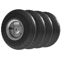 Outsunny Schubkarrenrad 4er Set Ersatzrad 80 kg Ø 255 mm Luftreifen mit Schlauch Kugellager Schwarz(m-11)