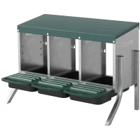 PawHut Legenest für Hühner, Abrollnest mit Belüftungslöchern, 3 Fächer, Hühnernest für 3 Hühner, 84 x 55 x 61 cm, Silber(m-11)