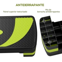 HOMCOM Step para Exercício Aeróbico Plataforma Step com Altura Ajustável em 3 Níveis 80x31x10-20 cm Verde e Preto(m-6)