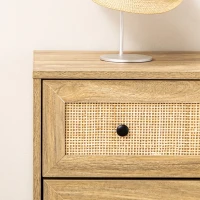 HOMCOM Cómoda con 4 Cajones Cajonera de Madera con Frontales de Ratán Estilo Cannage para Dormitorio 80x35x95 cm Natural(m-7)