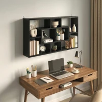 HOMCOM Étagère murale bibliothèque 8 cubes, meuble de rangement, design moderne, 85 x 14,5 x 47,5 cm, noir(m-2)