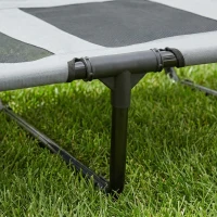 PawHut Lit Chien Sureleve avec Parasol, Lit de Camp Chien Chat sur Pieds Tissu Oxford Respirant, Anti-UV Cadre en Métal Sac de Transport Inclus Couchage Extérieur pour Chat 122 x 92 x 108 cm Gris Noir(m-8)
