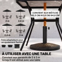 Outsunny Pied de parasol rond base de lestage Ø 48 x 34 cm résine imitation rotin poids net 14 Kg noir bronze(m-4)