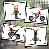 AIYAPLAY Moto Eléctrica para Niños 12V 2 Motores Suspensión Trasera Ruedas de Apoyo Desmontables Música Niños 3-6 Años Naranja(m-10)