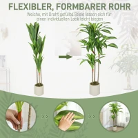 HOMCOM Kunst Dracaena Boom 120 cm met flexibele stammen en witte pot voor woonkamer, slaapkamer of kantoor(m-6)
