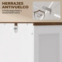 HOMCOM Mueble de Baño Bajo Lavabo Estilo Rústico con Estante Ajustable y 2 Puertas Tipo Granero Blanco(m-9)