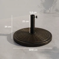 Outsunny Parasolvoet van Cement 14kg Rond met Rotanlook voor Parasol 35mm/38mm/48mm Diameter(m-3)