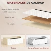 HOMCOM Cómoda con 6 Cajones de Tela Frentes con Patrón de Diamante para Salón Oficina Vestidor Natural y Blanco(m-5)