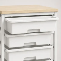 HOMCOM 6-Tier Storage Trolley on Wheels, Metal Kitchen Rolling Cart with 5 Pull-Out Drawers, White(m-13)
