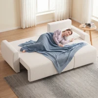 HOMCOM Schlafsofa mit Umkehrbarer Chaiselongue, L-förmiges 3-Sitzer Sofa aus Veloursbezug, Cremeweiß(m-9)