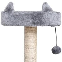PawHut Árbol Rascador para Gatos 81 cm Torre para Gatos con Cama Plataforma Refugio Poste de Sisal y Bolas 60x40x81 cm Gris(m-12)