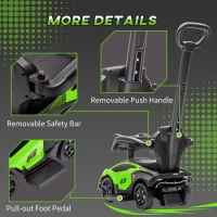 AIYAPLAY Lamborghini kindervoertuig 2-in-1, duwauto met duwstang en veiligheidsbeugel, stuur en toeter, groen(m-8)