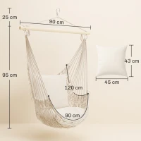 Outsunny Amaca da Giardino in Corda Shabby Chic per Interni ed Esterni Bianca(m-3)