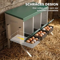 PawHut Legenest für Hühner, Abrollnest mit Belüftungslöchern, 3 Fächer, Hühnernest für 3 Hühner, 84 x 55 x 61 cm, Silber(m-5)