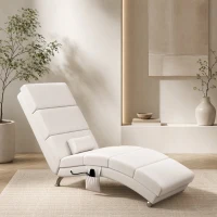 HOMCOM Elektrische Relaxfauteuil Massagestoel met Ligfunctie, Warmte, Vibratie en Lendenkussen, 56 x 168 x 84 cm Crèmewit(m-8)