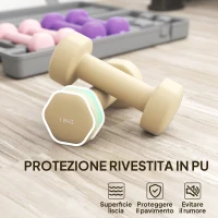 HOMCOM Set di Manubri Pesi Fitness da 6 kg con Impugnatura Antiscivolo e Valigetta, Multicolore(m-7)