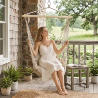 Outsunny Amaca da Giardino in Corda Shabby Chic per Interni ed Esterni Bianca(m-9)