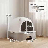 PawHut Katzentoilette Edelstahl mit abnehmbarem Deckel, Schaufel & Aktivkohlefilter für kleine bis mittelgroße Katzen, Grau(m-3)