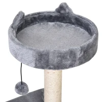 PawHut Árbol Rascador para Gatos 81 cm Torre para Gatos con Cama Plataforma Refugio Poste de Sisal y Bolas 60x40x81 cm Gris(m-10)