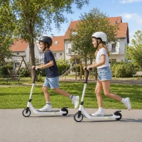 HOMCOM E-Scooter, Elektro-Tretroller, 6 km Reichweite, ab 6 Jahren, Stahlrahmen, schwarz+weiß, 76 x 53 x 95cm(m-2)