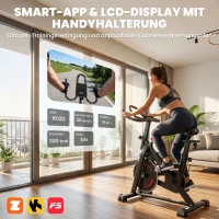 SPORTNOW Hometrainer Ergometer Verstelbaar met Magnetische Weerstand, App, LCD-monitor, Stuur en Zitting Verstelbaar, Telefoonhouder(m-4)