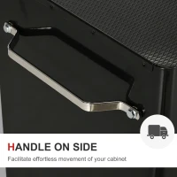 HOMCOM Carrello Porta Attrezzi con 5 Cassetti, Tappetini in EVA, Carrello Officina Portautensili con Serratura e 2 Chiavi, 4 Ruote Girevoli (2 con Freno), Maniglia, in Acciaio per Garage, Nero Rosso(m-7)