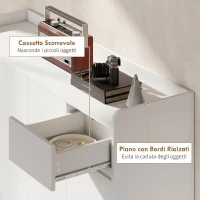 HOMCOM Scarpiera Ingresso in Legno con 4 Ante Design Push-to-Open, Ripiani Regolabili, Cassetto, 3 Vani Aperti, Bianco(m-7)